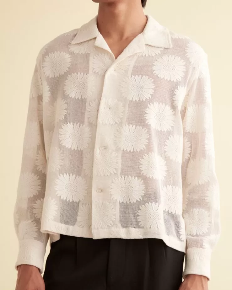 Best BODE Sunflower Lace Long Sleeve Shirt - Ecru