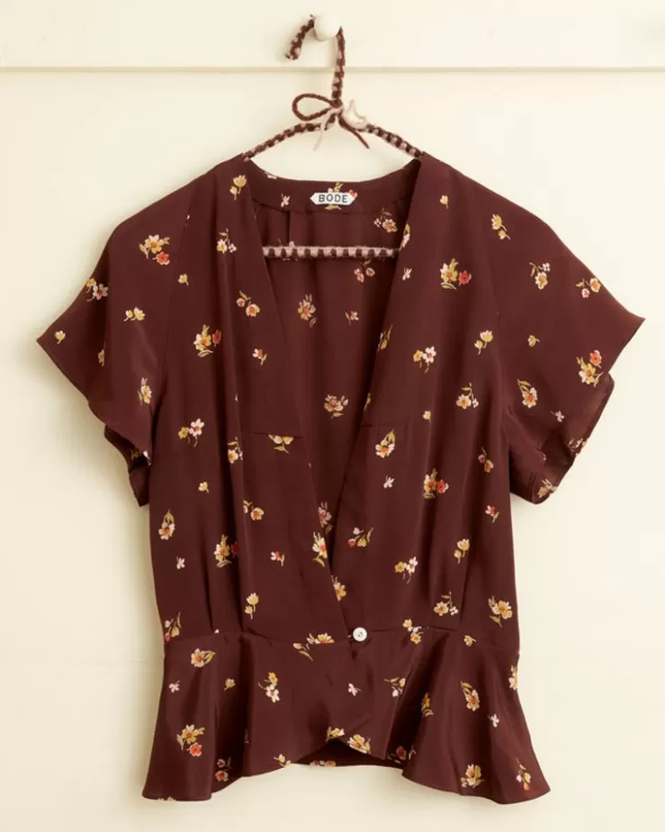 Clearance BODE Toffee Floral Top - M Brown