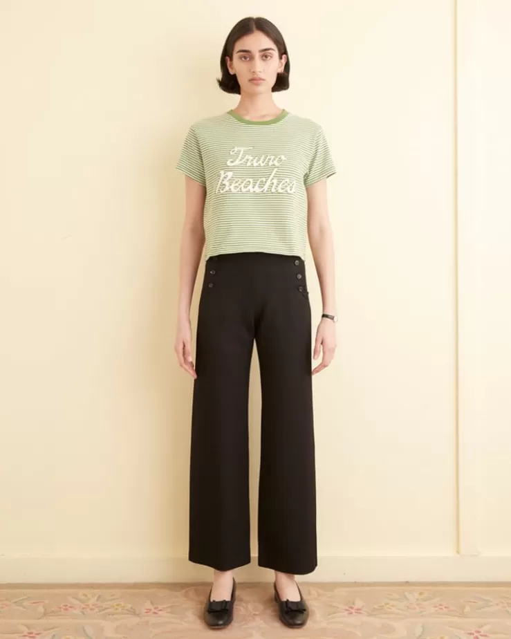 Online BODE Truro Stripe Cropped Tee Green/Cream