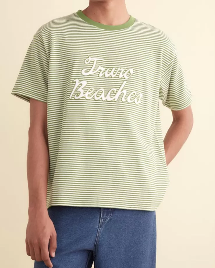 Discount BODE Truro Stripe Tee Green/Cream