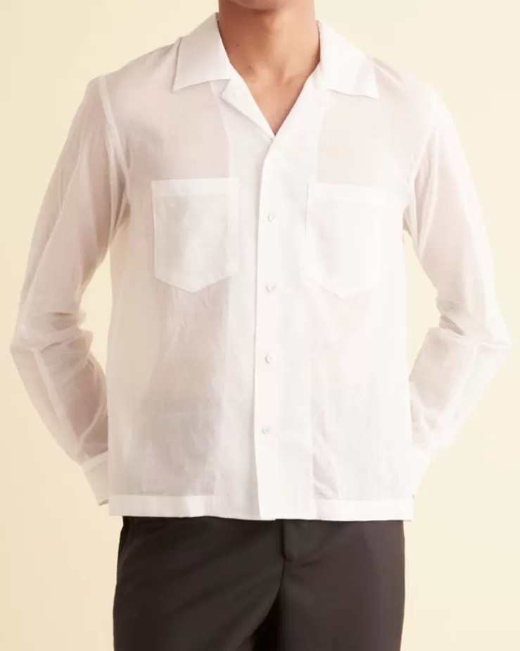 Shop BODE Voile Long Sleeve Shirt White