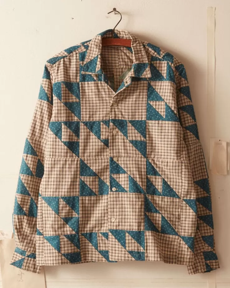 Best Sale BODE Wandering Lover Quilt Long Sleeve Shirt - Blue